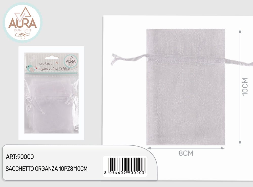 Organza bag 10pcs 8x10cm white