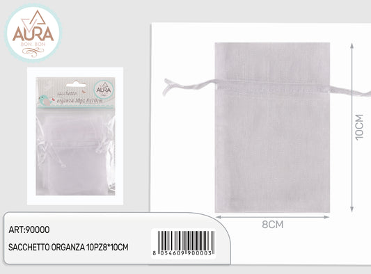 sacchetto tulle 10pz 8x10cm bianco