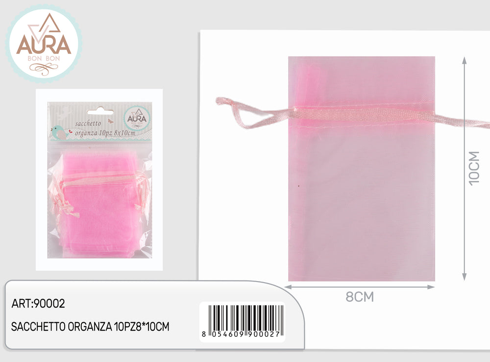Organza bag 10pcs 8x10cm pink