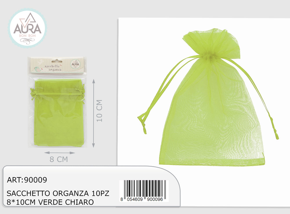 10pcs 8x10cm light green tulle bag