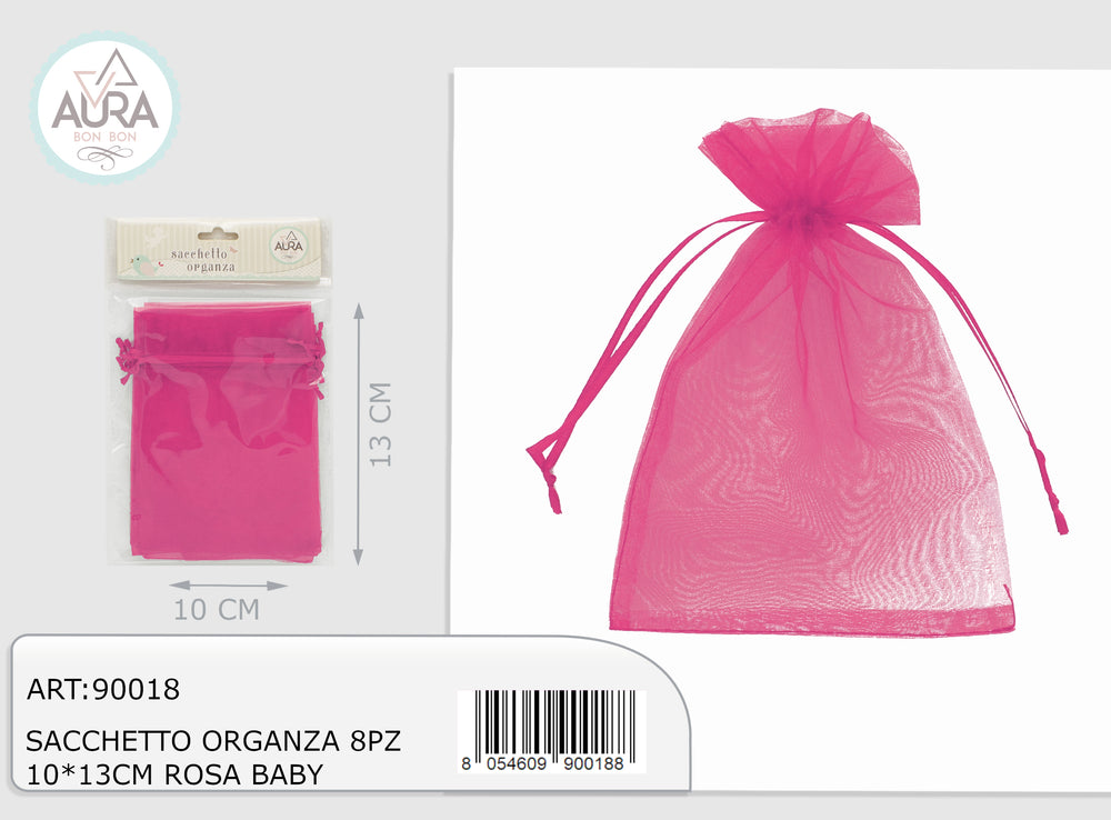 Organza bag 8pcs 10x13cm magenta