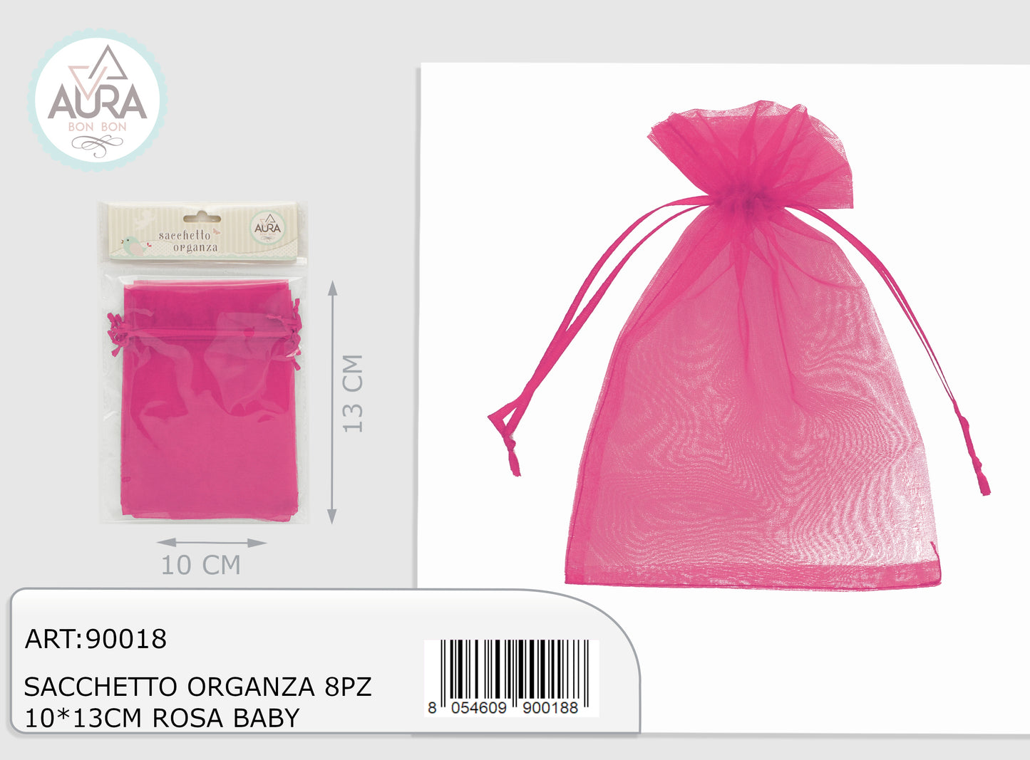 sacchetto tulle 8pz 10x13cm magenta