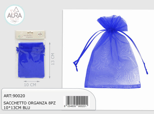 sacchetto tulle 8pz 10x13cm blu