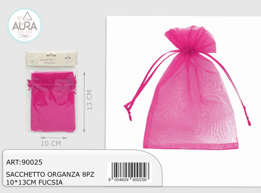 sacchetto tulle 8pz 10x13cm fucsia