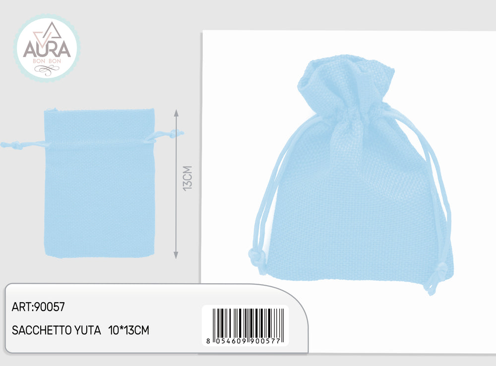 light blue jute bag 10x13cm