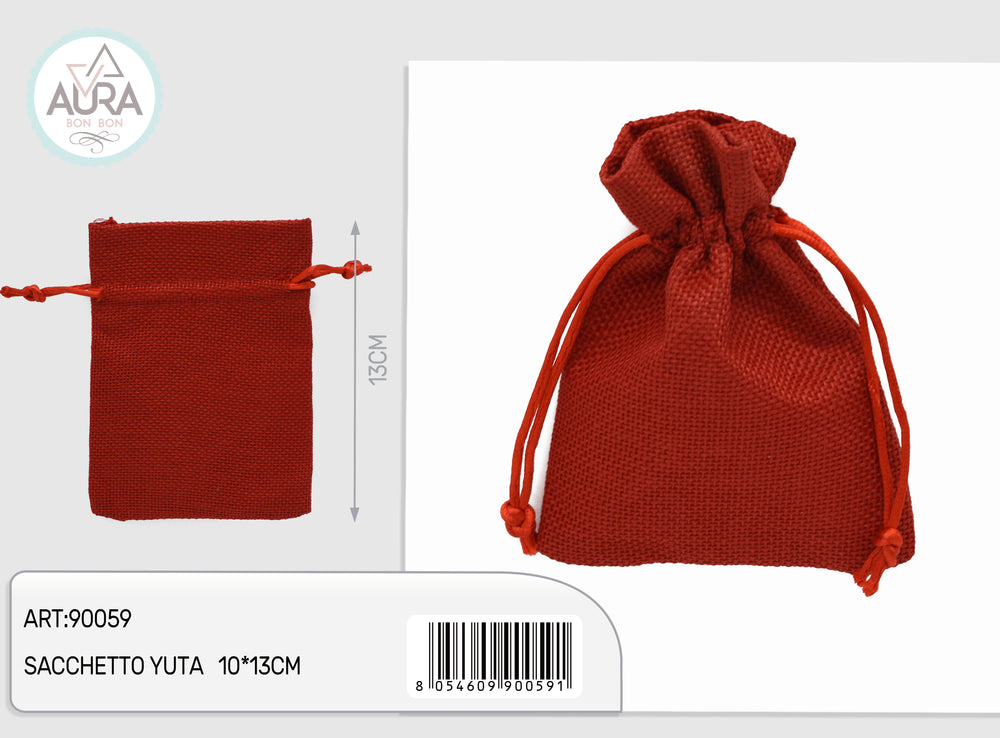 red jute bag 10x13cm