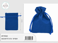 blue jute bag 10x13cm