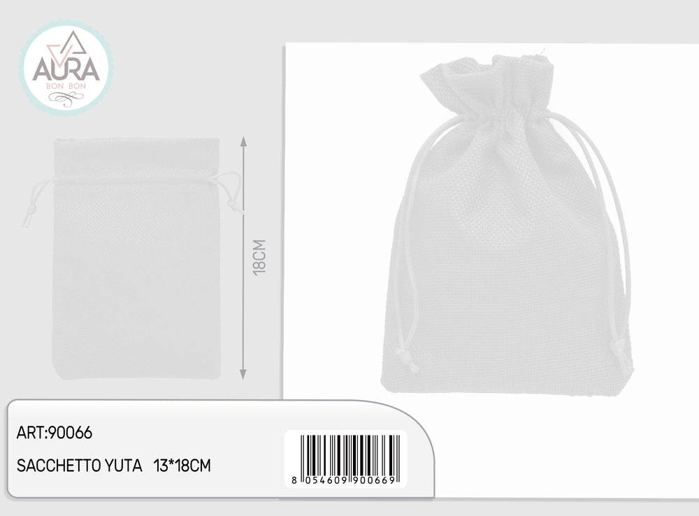White jute bag 13x18cm