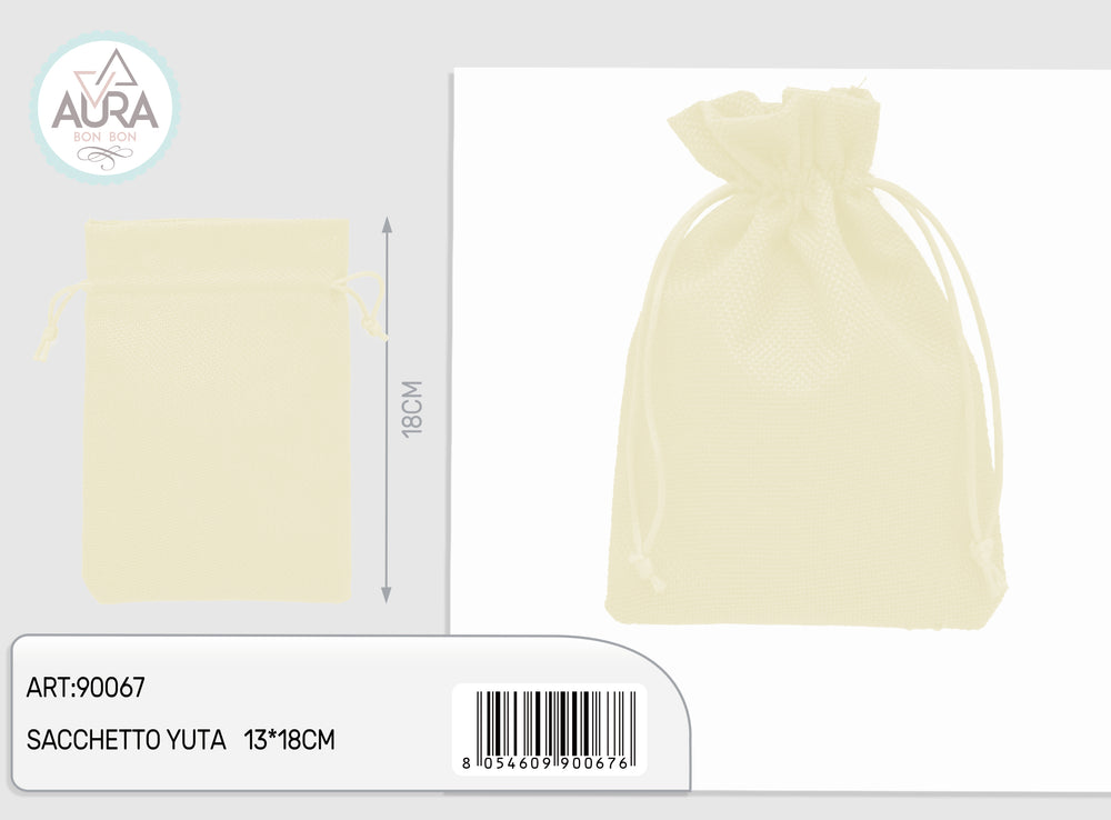 Cream jute bag 13x18cm