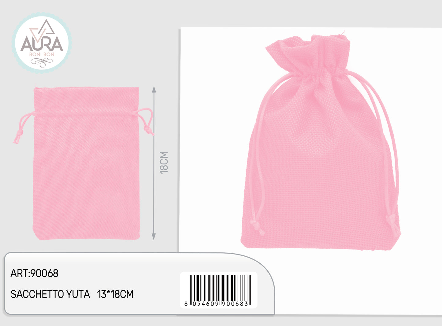 Sacchetto yuta rosa 13x18cm