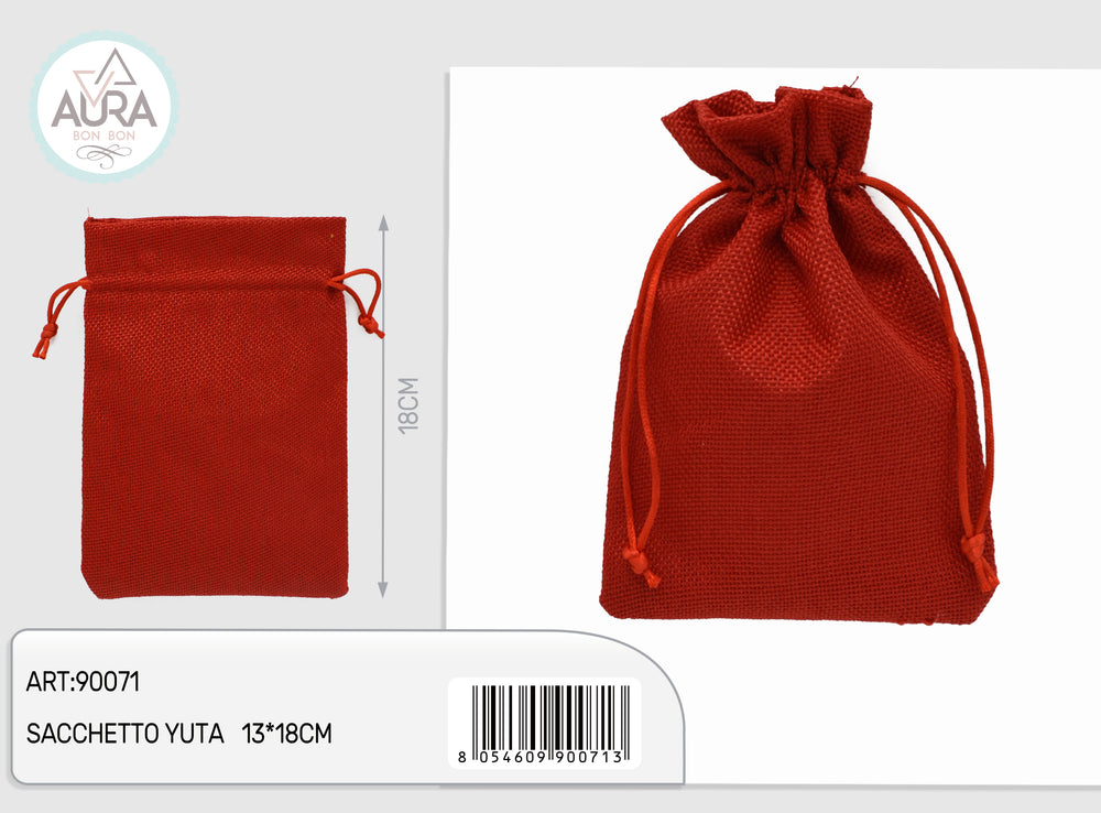 Red jute bag 13x18cm