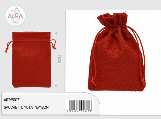 Sacchetto yuta rosso 13x18cm