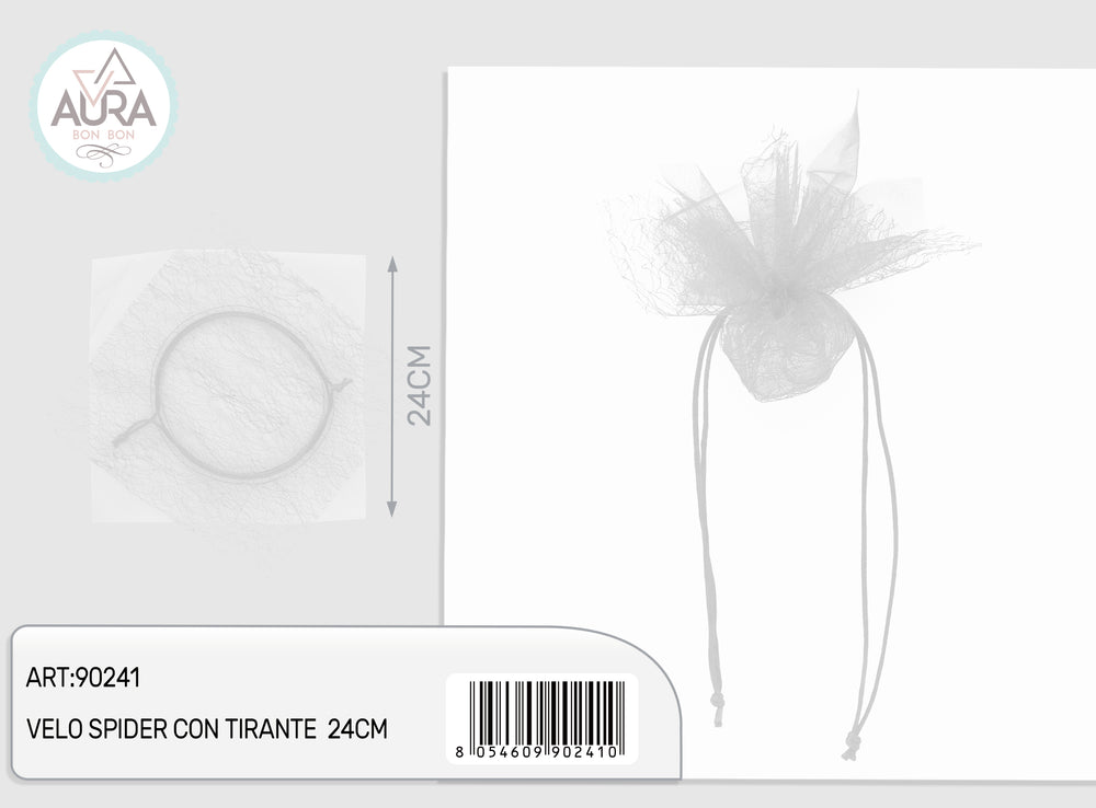 spider veil with 24cm white drawstring