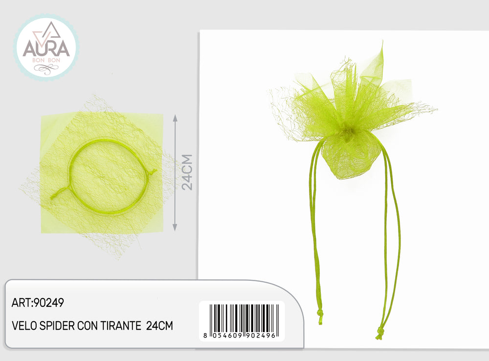 light green spider veil with 24cm drawstring