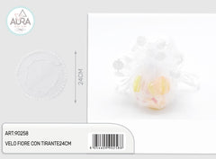 velo fiore con tirante 24cm bianco