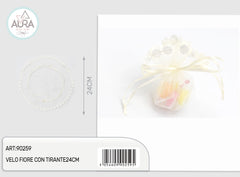 24cm ivory flower veil with tie