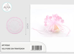 24cm pink flower veil with drawstring