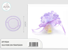 24cm lilac flower veil with tie