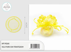 24cm yellow flower veil with tie
