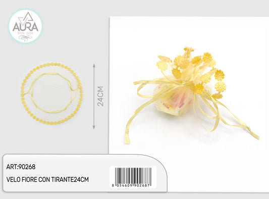 flower veil with 24cm gold tie