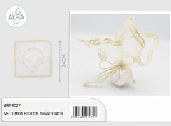 24cm ivory lace veil with drawstring