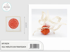24cm red lace veil with drawstring