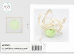 light green lace veil with 24cm drawstring