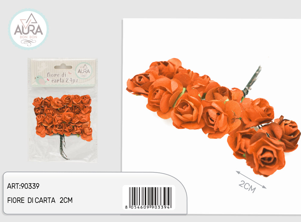 Orange paper flowers 24pcs