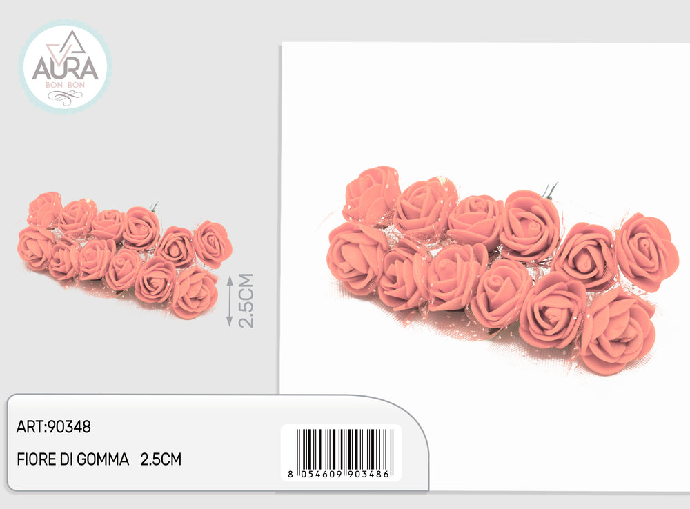 24pcs 2.5cm peach rubber flowers