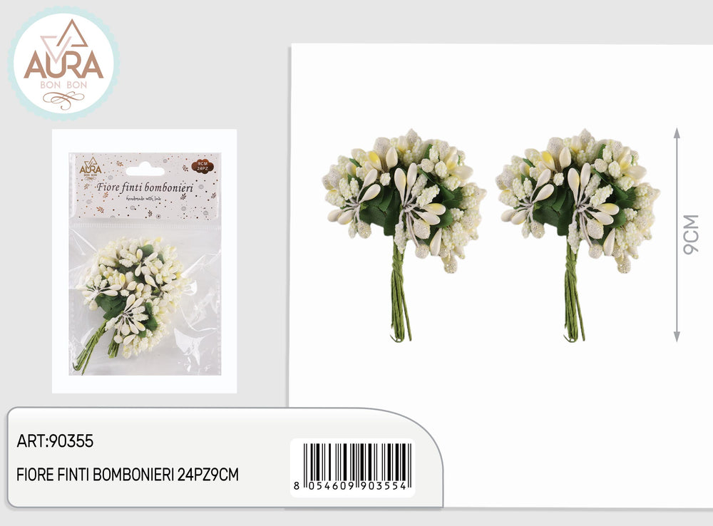 24pcs 9cm Ivory Artificial Flowers for Party Favors