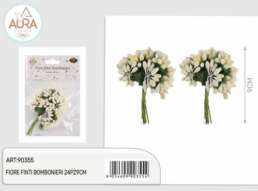 Fiori artificiali per bomboniere avorio 24pz 9cm