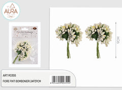 24pcs 9cm Ivory Artificial Flowers for Party Favors