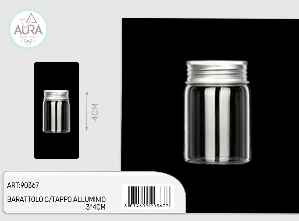 3x4cm glass jar with aluminum lid