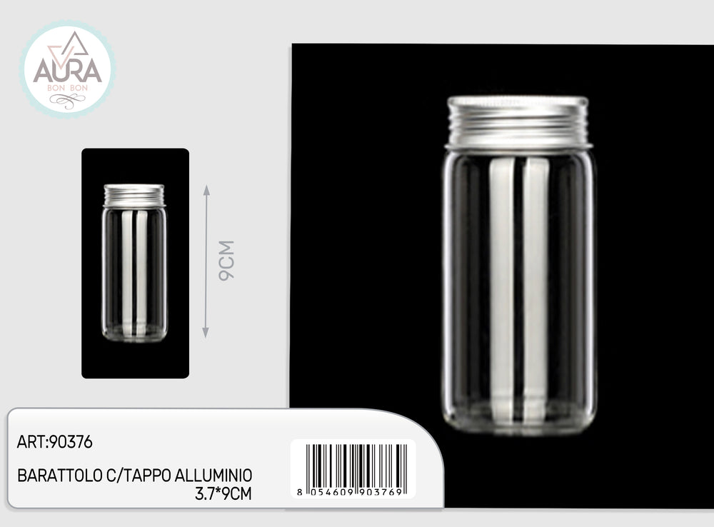 glass jar with aluminum cap 3x9cm