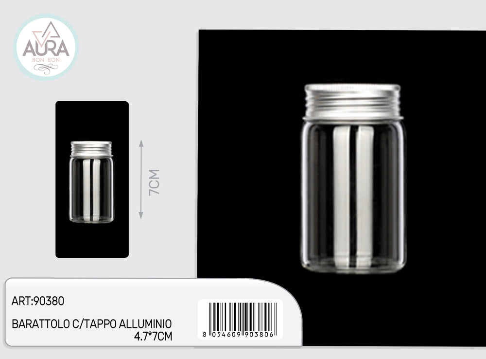 glass jar with aluminum lid 4.7x7cm