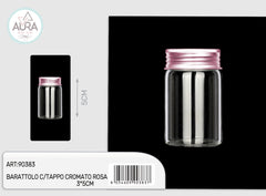 barattolo in vetro con tappo cromato rosa 3x5cm