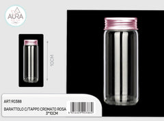 barattolo in vetro con tappo cromato rosa 3x10cm
