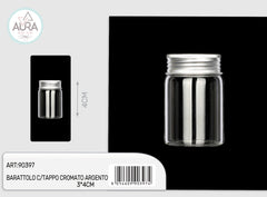 3x4cm glass jar with silver chrome cap