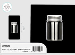 3x4cm glass jar with silver chrome cap