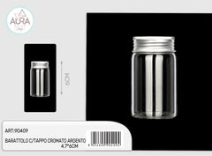 Glass jar with silver chrome cap 4.7x6cm