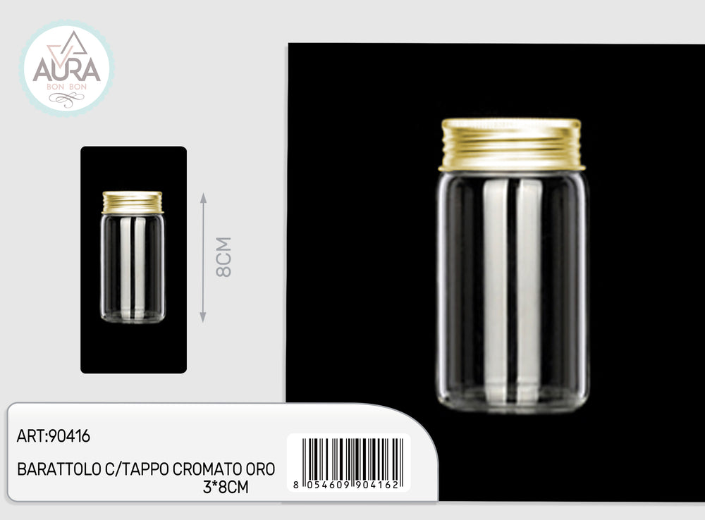 3x8cm glass jar with gold chrome cap