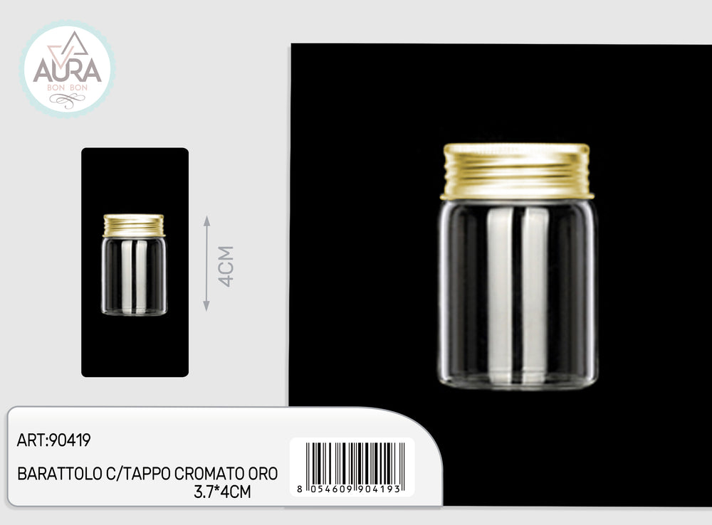 3x4cm glass jar with gold chrome cap