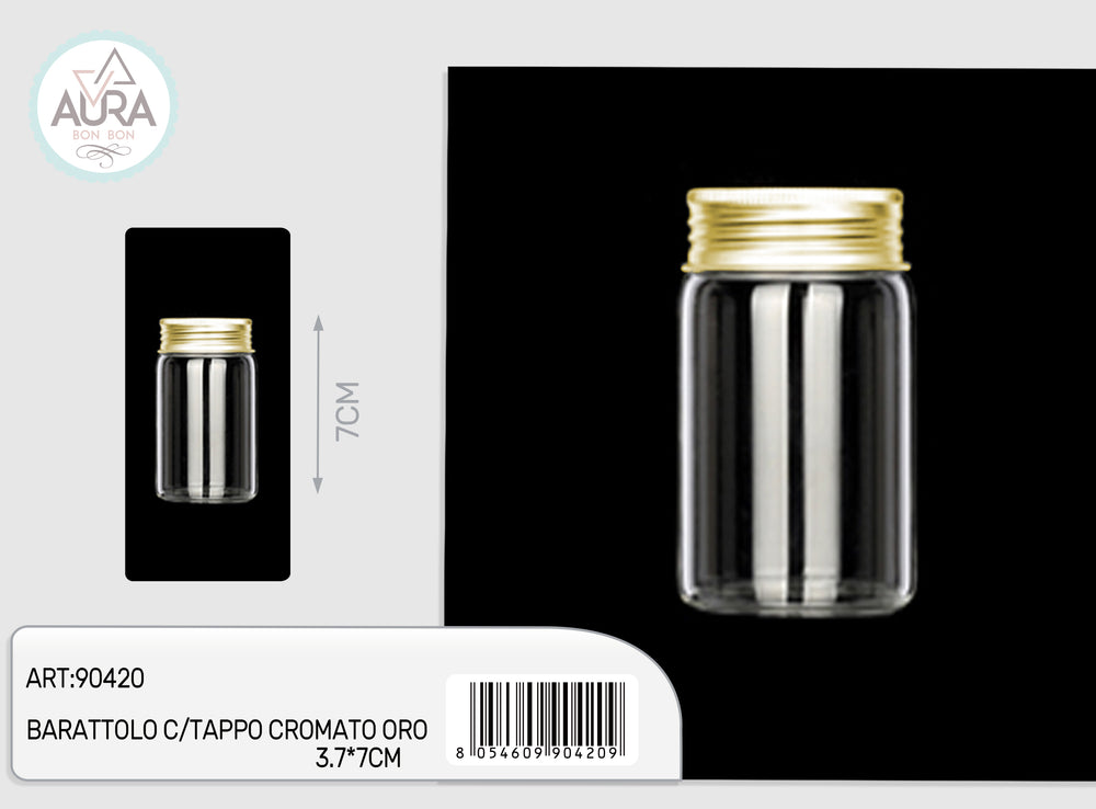 3x7cm glass jar with gold chrome cap