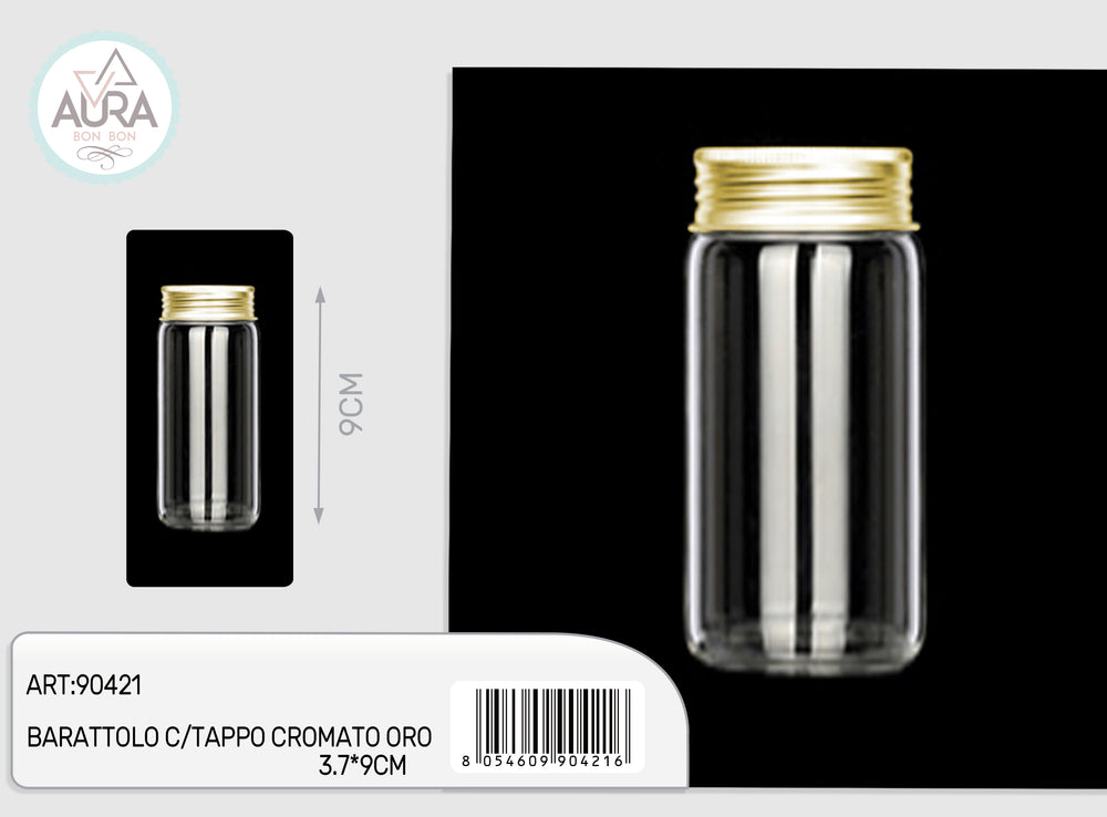 3x9cm glass jar with gold chrome cap