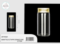barattolo in vetro con tappo cromato oro 3x9cm