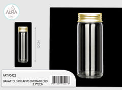 glass jar with gold chrome cap 3.7x12cm