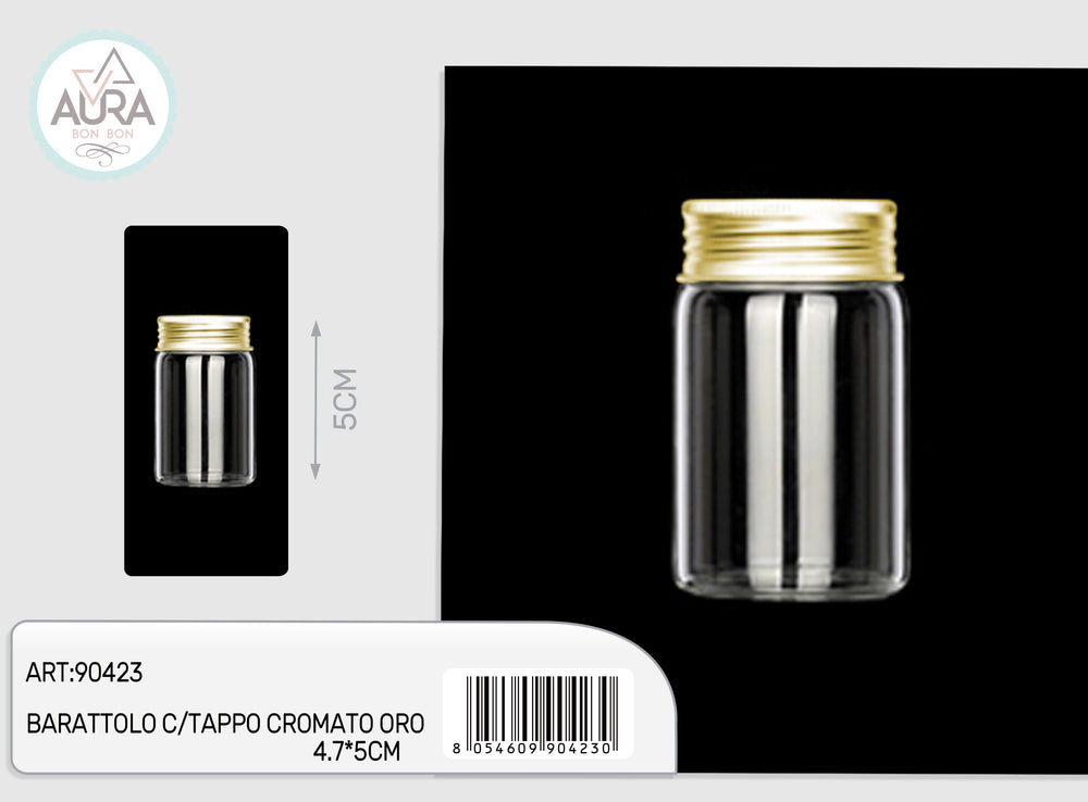 glass jar with gold chrome cap 4.7x5cm