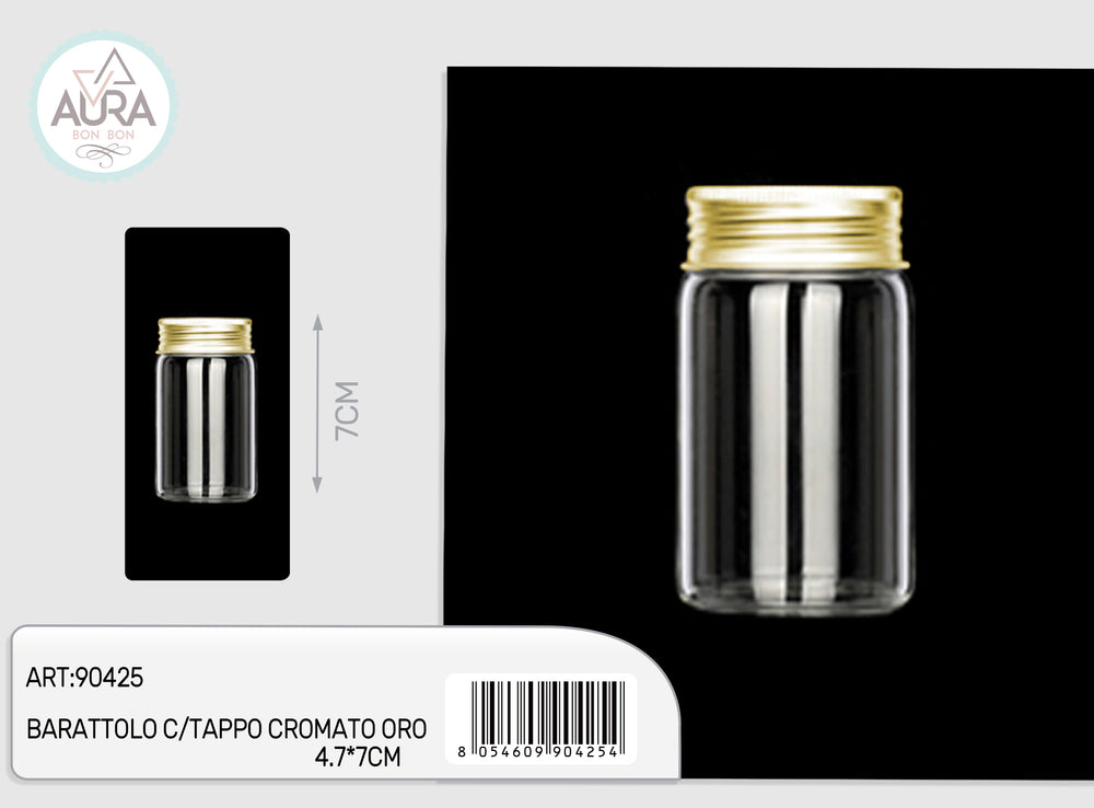 glass jar with gold chrome cap 4.7x7cm