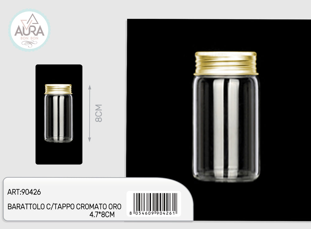 glass jar with gold chrome cap 4.7x8cm