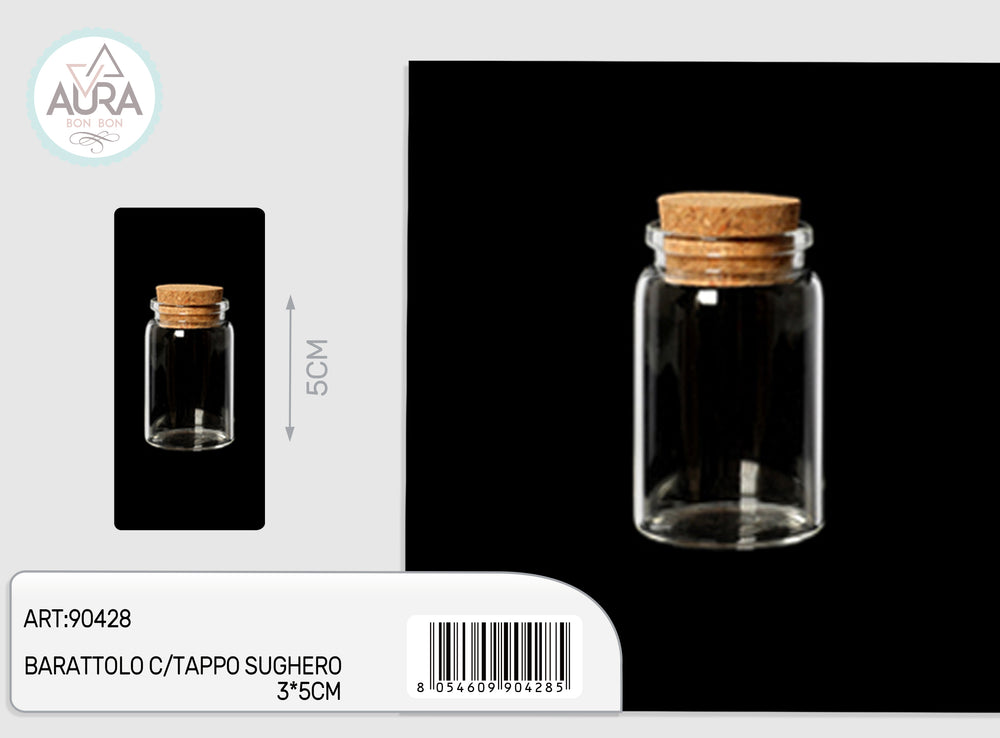 3x5cm glass jar with cork stopper